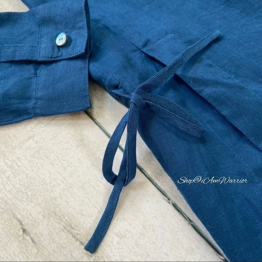 J.Jill NWT seaside blue linen side tie tunic top *shop@iamwarrior
